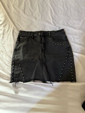 Forever 21 Black Studded Denim Mini Skirt